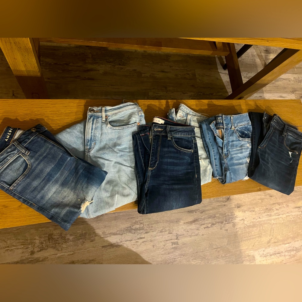 6 PAIRS OF JEANS ABERCROMBIE&FITCH AMERICAN EAGLE BOUTIQUE LOT SIZES 6-8